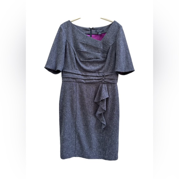 WHBM Asymmetrical Gray Tweed Sheath Dress NWT Size 12 - Picture 2 of 13